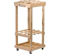 dobar® Organizador de herramientas de jardín con ruedas - Soporte móvil de madera para herramientas de jardín - Estante de herramientas de jardín enrollable para jardín, garaje y cobertizo - 38 x 38 x