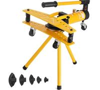 Dobladora de tubos hidráulica manual, dobladora de tubos de 10 toneladas con 6 troqueles y soporte de trípode, bomba de dos velocidades, para tubos de metal de 13 a 34 mm