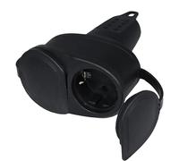 Doble base móvil de goma 16A, IP44, ideal para conexiones eléctricas externas y resistentes a la intemperie.