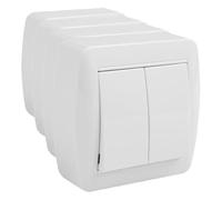 Doble conmutador de superficie, serie mural, 2 posiciones, 220-240V, ideal para controlar la iluminación en espacios diversos. (Paquete de 4)