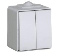 DOBLE INTERRUPTOR GRIS ESTANCA 48 - MECANISMO IP54 PARA EXTERIOR - REFERENCIA: 48061 CCZ Gray