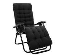 DoeDoefong Cojín para tumbona de 170 x 48 x 8 cm, acolchado grueso para tumbona de jardín, cojín suave de repuesto para tumbona, balcón, banco, mecedora, negro/gris (negro)