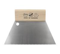Dönges Espátula dentada de 180 mm, dentado B1, distancia entre dientes de 2,4 mm, profundidad de diente 2,0 mm, engranaje fino, mango de madera estable que se adapta bien a la mano, para aplicar