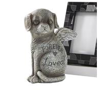 Dog Memorial Stone - Resin Statue Markers, Sculpted Polyresin Tombstone Figurine, Weatherproof Cat Headstones Loss Sympathy Gift | Indoor Home Offices Bookstores Bookshelves Garden Balcony Display