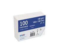 Dohe 30362 - Pack de 100 fichas rayadas de cartulina blanca, 180 g, nº 3, 100 x 150 mm