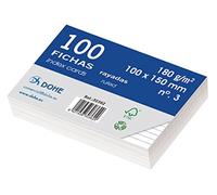 Dohe 30362 - pack de 100 fichas rayadas de cartulina blanca, 180 g, n?