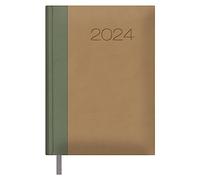 Dohe - Agenda 2024 - Día Página - Tamaño Mediano: 14x20 cm - 336 páginas - Encuadernación cosida - Tapa dura - Color Verde y Cámel - Modelo Orleans