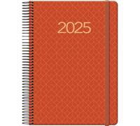 Dohe - Agenda 2025 - Día por Página, A5 (14x20 cm), 12 Meses Enero a Diciembre, Cierre de Anillas, Planificador Anual en Español, Material de Oficina - NEWPORT Naranja Teja