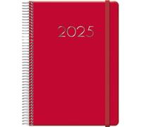 Dohe - Agenda 2025 - Día por Página, A5 (15x21 cm), 12 Meses Enero a Diciembre, Cierre de Anillas, Planificador Anual en Español, Material de Oficina - DENVER Rojo