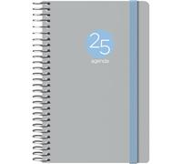 Dohe - Agenda 2025 - Semana Vista, Tamaño Bolsillo (8,5x13 cm), 12 Meses Enero a Diciembre, Tapa Flexible de Plástico, Planificador en Español, Material de Oficina - MEMPHIS Gris