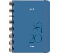Dohe - Agenda 2026 - Día Página, Tamaño A5 (14x20 cm), Cierre de Espiral y Goma Elástica, 12 Meses Enero a Diciembre, Planificador Anual en Español - Montana Azul