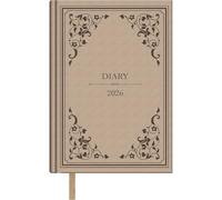 Dohe - Agenda 2026 - Día Página, Tamaño A5 (14x20 cm), Tapa Dura, Estilo Clásico, 12 Meses Enero a Diciembre, Planificador Anual en Español con Marcapáginas - Victorian Beige