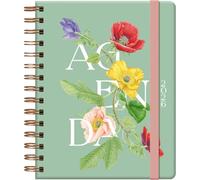Dohe - Agenda 2026 - Semana Vista, A5 (15x21 cm), Tapa de Cartón Suave, Cierre Espiral Doble, Goma Elástica, 4 Páginas de Pegatinas, Índice Lateral, Planificador Anual en Español - Botanical Romantic