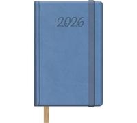 Dohe - Agenda 2026 - Semana Vista, Tamaño Bolsillo (8,5x13 cm), Tapa Dura de Polipiel, Cierre de Goma, Marcapáginas, 12 Meses Enero a Diciembre, Planificador Anual en Español - Samba Azul Claro