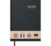 Dohe Agenda 2027 Síntex Multilingüe | Día Página, A5 (14x20 cm), Organizador Anual, Enero a Diciembre, 4 Idiomas (ESP, ING, FRA, ALE), Tapa Dura, Marcapáginas