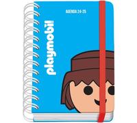 Dohe - Agenda Escolar 2024 2025 - Día por Página, Tamaño A6 (12x17 cm), Cierre Anillas y Goma, Español e Inglés, 4 Páginas de Pegatinas, Septiembre a Junio, Material Escolar - Playmobil Core