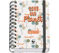 Dohe - Agenda Escolar 2024 2025 - Día por Página, Tamaño A6 (12x17 cm), Cierre Anillas y Goma, Español e Inglés, 4 Páginas de Pegatinas, Septiembre a Junio, Material Escolar - WWF Love Our Planet