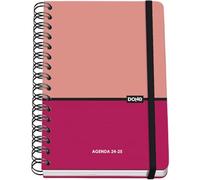 Dohe - Agenda Escolar 2024 2025 - Semana Vista, Tamaño A5 (15x21 cm), Cierre Anillas y Goma, Español e Inglés, 4 Páginas de Pegatinas, Septiembre a Junio, Material Escolar - DUO Rosa
