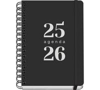 Dohe - Agenda Escolar 2025 2026 - Día Página, Tamaño A5 (15x21 cm), Español e Inglés, Septiembre a Junio, Cierre de Espiral Doble y Goma, Tapa Flexible, 4 Páginas de Pegatinas - GRAMMAR Negro