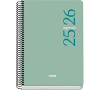 Dohe - Agenda Escolar 2025 2026 - Día Página, Tamaño A5 (15x21 cm), Español e Inglés, Septiembre a Junio, Cierre de Espiral, Tapa Flexible - ESENCIAL Verde