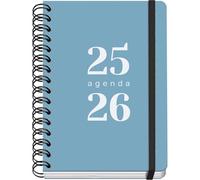 Dohe - Agenda Escolar 2025 2026 - Día Página, Tamaño A5 (15x21 cm), Español e Inglés, Septiembre a Junio, Cierre de Espiral Doble y Goma, Tapa Flexible, 4 Páginas de Pegatinas - GRAMMAR Azul