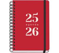 Dohe - Agenda Escolar 2025 2026 - Día Página, Tamaño A5 (15x21 cm), Español e Inglés, Septiembre a Junio, Cierre de Espiral Doble y Goma, Tapa Flexible, 4 Páginas de Pegatinas - GRAMMAR Rojo