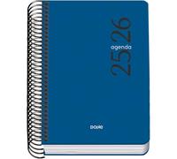 Dohe - Agenda Escolar 2025 2026 - Día Página, Tamaño A6 (12x17 cm), Español e Inglés, Septiembre a Junio, Cierre de Espiral, Tapa Flexible - ESENCIAL Azul