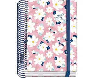 Dohe - Agenda Escolar 2025 2026 - Día Página, Tamaño A6 (12x17 cm), Español e Inglés, Septiembre a Junio, Cierre de Espiral y Goma, Tapa Dura, 4 Páginas de Pegatinas - PRIME Camomille