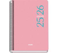 Dohe - Agenda Escolar 2025 2026 - Semana Vista, Tamaño A5 (15x21 cm), Español e Inglés, Septiembre a Junio, Cierre de Espiral, Tapa Flexible - ESENCIAL Rosa