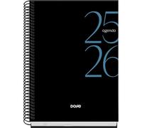 Dohe - Agenda Escolar 2025 2026 - Semana Vista, Tamaño A5 (15x21 cm), Español e Inglés, Septiembre a Junio, Cierre de Espiral, Tapa Dura - SYSTEM Negro