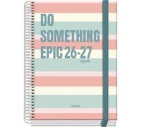 Dohe - Agenda Escolar 2026 2027 - Septiembre a Junio, Día Página, A5 (15x21 cm), Tapa Dura, Cierre de Espiral y Goma Elástica, 2 Páginas de Pegatinas, Español e Inglés - Epic