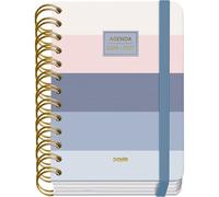 Dohe - Agenda Escolar 2026 2027 - Septiembre a Junio, Día Página, A6 (12x17 cm), Tapa Dura Suave, Espiral Doble, Cierre con Goma Elástica, 2 Páginas de Pegatinas, Español e Inglés - Donna