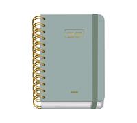 Dohe - Agenda Escolar 2026 2027 - Septiembre a Junio, Día Página, A6 (12x17 cm), Tapa Dura Suave, Espiral Doble, Cierre con Goma Elástica, 2 Páginas de Pegatinas, Español e Inglés - Verde