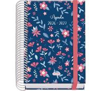 Dohe - Agenda Escolar 2026 2027 - Septiembre a Junio, Día Página, A6 (12x17 cm), Tapa Dura, Cierre de Espiral y Goma Elástica, 2 Páginas de Pegatinas, Español e Inglés - Lovely