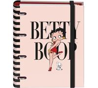 Dohe - Archivador 4 Anillas con Recambio 100 Hojas - Tamaño A4, Cierre con Goma, 4 Separadores de Colores, Sobre Portadocumentos, Papel 90 g/m², Compresor, Material escolar - Betty Boop