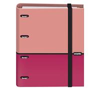 Dohe - Archivador con Recambio - Carpeta 4 Anillas, A4 (28x32 cm), 100 Hojas Cuadriculadas 5x5 mm, 4 Separadores de Colores, Sobre para Almacenamiento Extra y Cierre de Goma - DUO Rosa