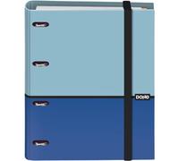 Dohe - Archivador con Recambio - Carpeta 4 Anillas, A4 (28x32 cm), 100 Hojas Cuadriculadas 5x5 mm, 4 Separadores de Colores, Sobre para Almacenamiento Extra y Cierre de Goma - DUO Azul
