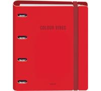 Dohe - Archivador con Recambio - Carpeta 4 Anillas Polyfoam, A4 (28x32 cm), 100 Hojas Cuadriculadas, Suave y Resistente, Separadores de Colores, Sobre de Almacenamiento Extra y Goma - COLOUR VIBES Red