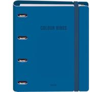 Dohe - Archivador con Recambio - Carpeta 4 Anillas Polyfoam, A4 (28x32 cm), 100 Hojas Cuadriculadas, Suave y Resistente, Separadores de Colores, Sobre de Almacenamiento y Goma - COLOUR VIBES Azul