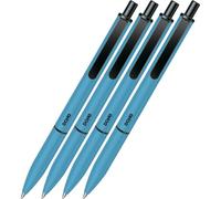 DOHE - Bolígrafos Elegance (4 uds.) - Tinta Azul, Punta Media 1 mm, Cuerpo AZUL, Retráctiles “Touch” y Clip de Sujección, Fabricación en Aluminio Resistente y Recubrimiento de Goma, Tacto Suave