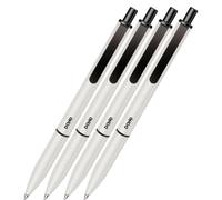 DOHE - Bolígrafos Elegance (4 uds.) - Tinta Azul, Punta Media 1 mm, Cuerpo BLANCO, Retráctiles “Touch” y Clip de Sujección, Fabricación en Aluminio Resistente y Recubrimiento de Goma, Tacto Suave