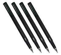 DOHE - Bolígrafos Elipse (4 uds.) - Tinta de Gel Azul, Punta Fina 0,5 mm, Cuerpo de Aluminio Redondo, Capucha y Clip de Sujección - Negro