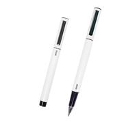 DOHE - Bolígrafos Elipse (4 uds.) - Tinta de Gel Azul, Punta Fina 0,5 mm, Cuerpo de Aluminio Redondo, Capucha y Clip de Sujección - Blanco