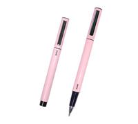 DOHE - Bolígrafos Elipse (4 uds.) - Tinta de Gel Azul, Punta Fina 0,5 mm, Cuerpo de Aluminio Redondo, Capucha y Clip de Sujección - Rosa