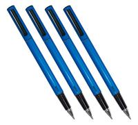 DOHE - Bolígrafos Elipse (4 uds.) - Tinta de Gel Azul, Punta Fina 0,5 mm, Cuerpo de Aluminio Redondo, Capucha y Clip de Sujección - Azul Marino Intenso