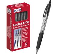 Dohe - Caja de bolígrafos retráctiles - 1,0 mm - 12 uds - Negro