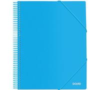 Dohe - Carpeta con 20 Fundas y Espiral - A4 (24x31 cm), Cierre de Gomas Elásticas, Tapa Dura de Polipropileno 800 micras, Material de oficina - Azul