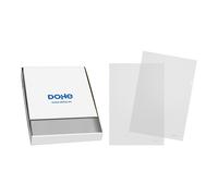 Dohe - Carpetas Transparentes de Plástico para Documentos (100 uds.), Tamaño Folio (22,5x33 cm), Con Uñero y Apertura Superior y Lateral