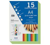 Dohe - Cartulinas A4 Verde Mondego para Manualidades e Impresión (15 uds.) - 21x29,7 cm - 180 g/m² - Material de oficina