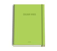 DOHE - Cuaderno A4 Cuadriculado - 100 Hojas Grosor 90 gr/m², Tamaño 22,8x30 cm, Tapa Dura, Cierre Anillas y Goma Elástica, Cuadrícula 5 mm, Material Escolar - COLOUR VIBES Lima